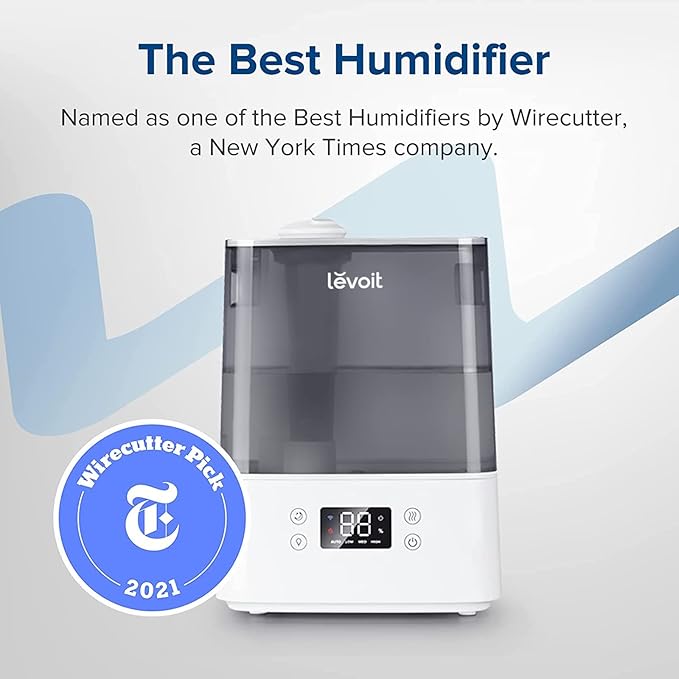 EVOIT 6 L Humidifier – เครื่องพ่นไอน้ำขนาดใหญ่ Top-Fill + Smart App & Alexa | สำหรับบ้านและห้องนอนLEVOIT 6 L Cool Mist Humidifier – Large Tank, Smart App & Alexa Control, Top-Fill Design