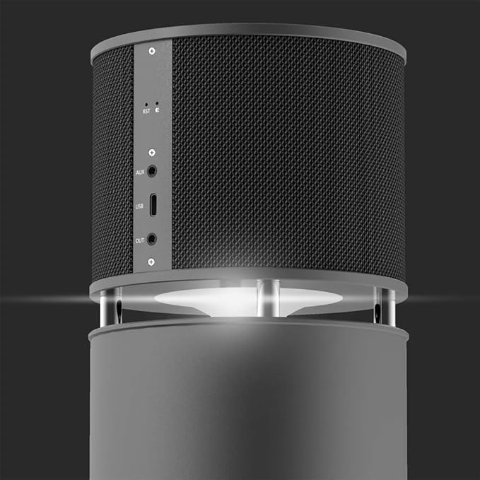 ABRAMTEK E600 100W Bluetooth Speaker – เบสหนัก 360° Sound สำหรับบ้าน & ปาร์ตี้ABRAMTEK E600 100W Bluetooth Speaker – Full Bass & 360° Sound, Grey