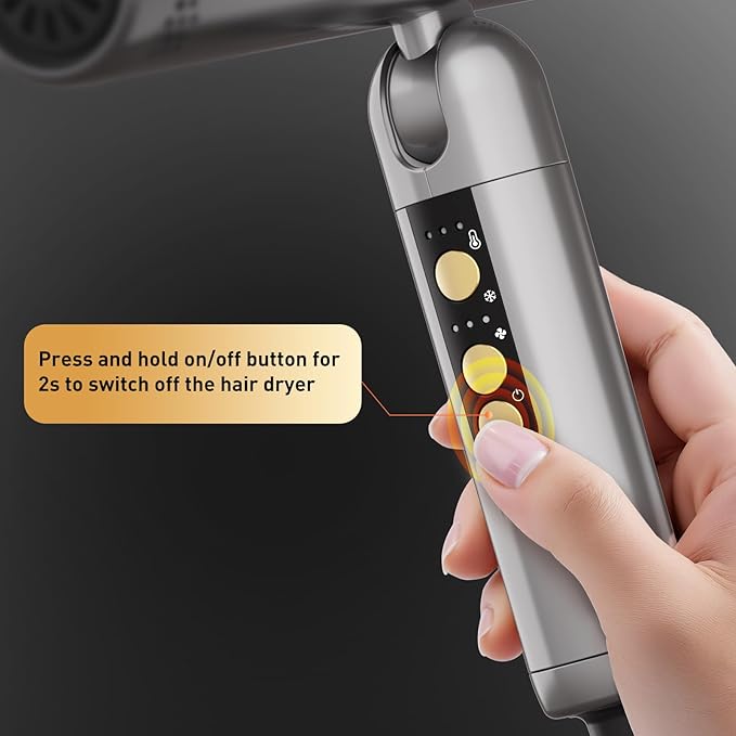 QUICO ไดร์เป่าผม 120000 RPM โวลต์คู่ทั่วโลก ไอออนลบ 500 ล้าน แห้งเร็ว 5 เท่าQUICO 120000 RPM Global Dual Voltage Hair Dryer with 500M Ions – 5X Faster Drying