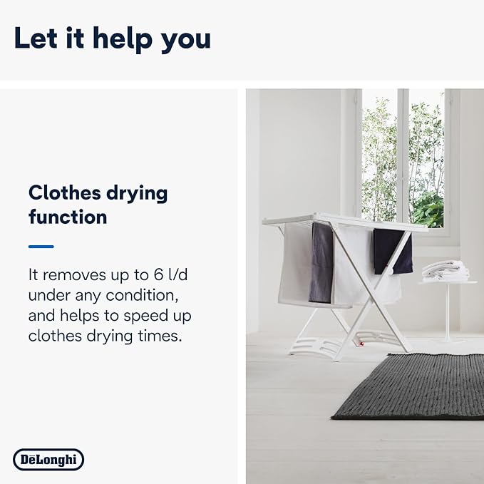 เครื่องลดความชื้น DeLonghi DNS65 – เงียบพิเศษ กำจัดความชื้น 6 ลิตร/วัน พร้อมไอออไนเซอร์DeLonghi DNS65 Dehumidifier – Ultra Quiet, Removes 6L/Day with Ioniser & Anti-Bacteria Filter
