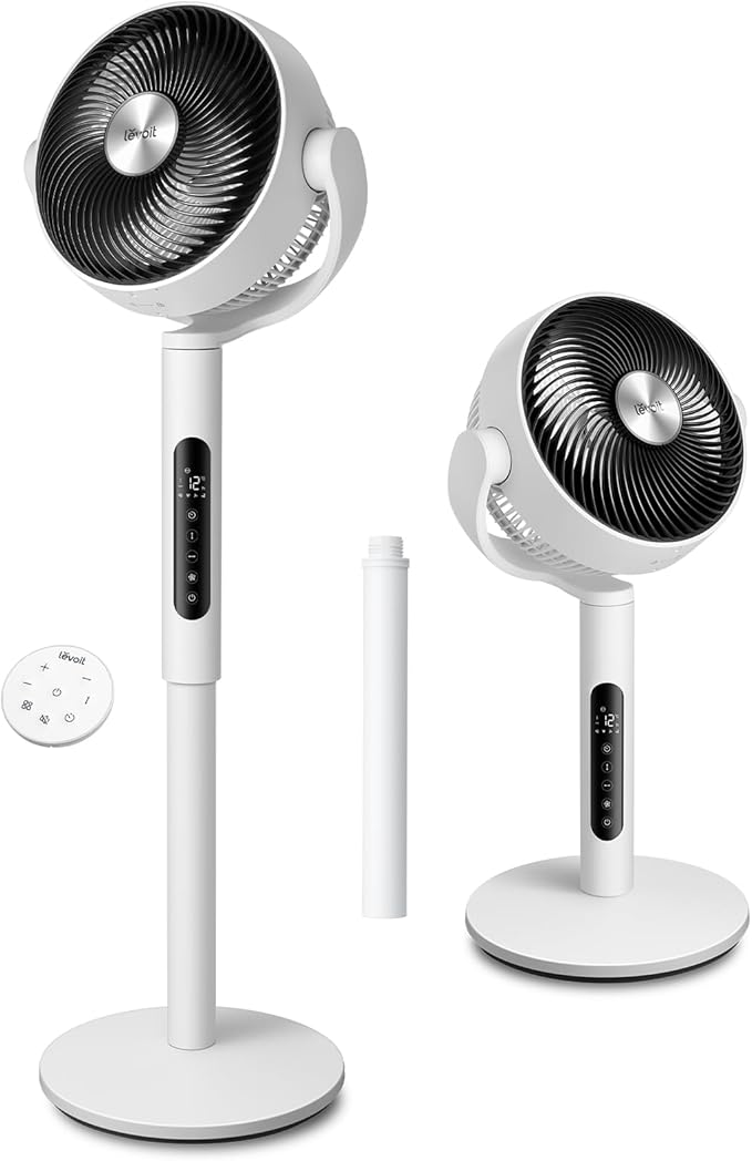 พัดลมตั้งพื้น Levoit – ลมแรง 7.5 m/s, 12 ระดับ, เงียบ 20 dB, ส่ายรอบทิศ สำหรับบ้านและออฟฟิศLevoit Pedestal Air Fan – 7.5 m/s Wind, 12 Speeds, Quiet 20 dB, Omni Oscillation for Home & Office
