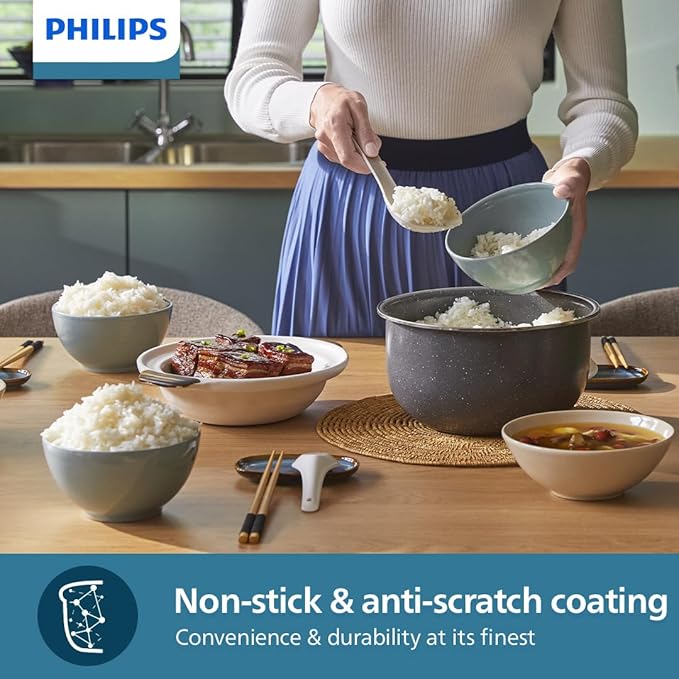 Philips 3000 Series HD3064/62 หม้อหุงข้าวมินิ – 5 เมนูอัตโนมัติ, หม้อ Bakuhanseki, หุงเร็ว เหมาะสำหรับครอบครัวเล็กPhilips 3000 Series Mini Rice Cooker HD3064/62 – 5 Auto Menus, Bakuhanseki Inner Pot, Fast Cooking for Small Families