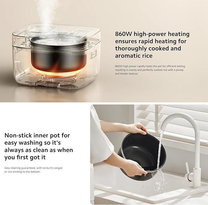 Xiaomi หม้อหุงข้าวอเนกประสงค์ 4 L – 860W, 6-ชั้นหม้อไม่ติด, หุงเร็ว เหมาะกับครอบครัวXiaomi Multifunctional Rice Cooker 4 L – 860W, 6-Layer Non-Stick Pot & Quick Cooking