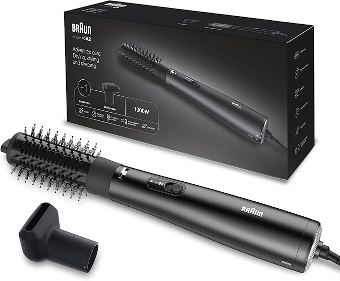 Braun Satin-Hair 4 AS 420 Air Styler & Ionic Iontec – แปรง 38 มม. + ไดร์ลมแรง สีดำBraun Satin-Hair 4 AS 420 Air Styler & Ionic Iontec – 38mm Round Brush + High-Speed Dryer – Black
