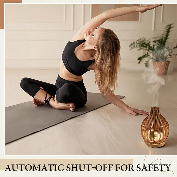 Essential Oil Diffuser หวายสาน Boho 80ml – เงียบ ปิดอัตโนมัติ หมอกละเอียด เหมาะสำหรับห้องนอนและออฟฟิศEssential Oil Diffuser หวายสาน Boho 80ml – เงียบ ปิดอัตโนมัติ หมอกละเอียด เหมาะสำหรับห้องนอนและออฟฟิศ