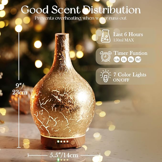 Porseme Gold Plated Diffuser 150ml – หมอกละเอียด เงียบหรู ตั้งเวลาได้ ปลอดภัย BPA-FreePorseme Gold Plated Essential Oil Diffuser 150ml – Ultrasonic Mist, Timer, Auto Shut-off, BPA-Free