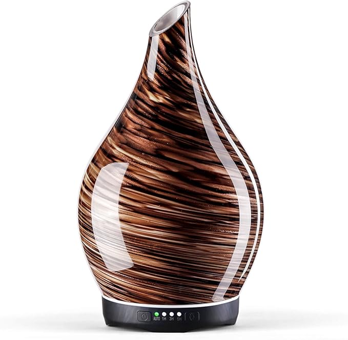 Porseme 280ml ดิฟฟิวเซอร์แก้วเปลี่ยนสี – หมอกละเอียด เงียบ ปิดอัตโนมัติ เหมาะสำหรับนอนและโยคะColor Changing, Ultrasonic Cool Mist, Quiet, Auto Shut-off