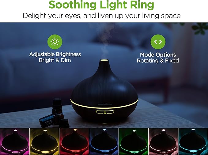 InnoGear Aromatherapy Diffuser 400 ml + 10 น้ำมันหอมระเหย – เครื่องพ่นไอน้ำเย็นสำหรับบ้าน & สำนักงาน10 Oils – Cool Mist Humidifier for Home & Office