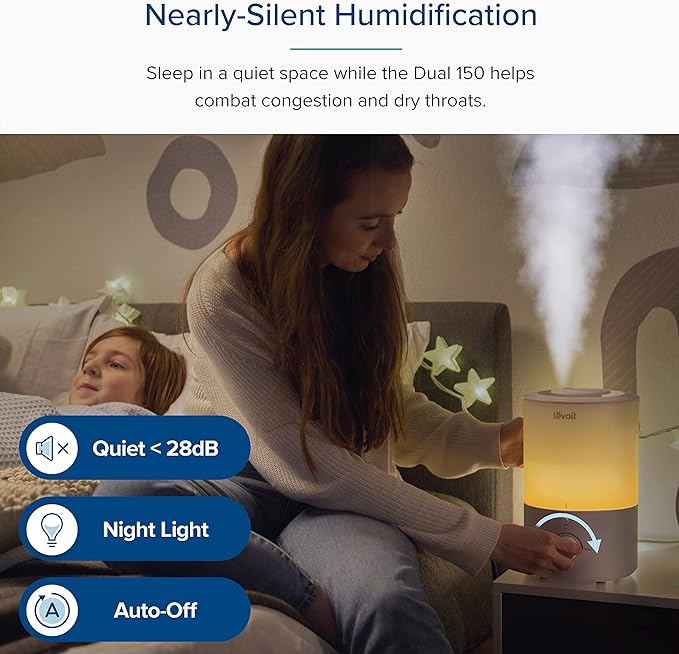 LEVOIT Humidifier 3 L – เครื่องพ่นไอน้ำเย็น เงียบ พร้อมหัวพ่น 360° สำหรับ ห้องนอน & ห้องเด็กLEVOIT 3L Cool Mist Humidifier – Quiet 360° Home Humidifier for Bedrooms & Nurseries