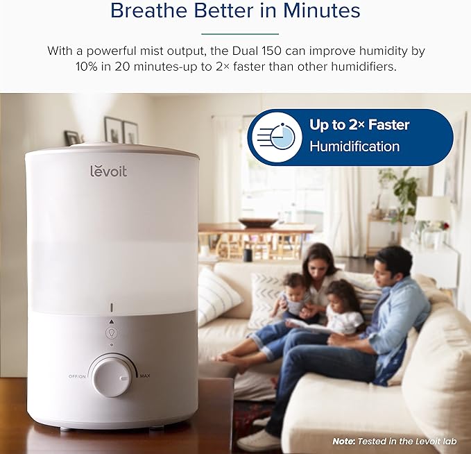LEVOIT Humidifier 3 L – เครื่องพ่นไอน้ำเย็น เงียบ พร้อมหัวพ่น 360° สำหรับ ห้องนอน & ห้องเด็กLEVOIT 3L Cool Mist Humidifier – Quiet 360° Home Humidifier for Bedrooms & Nurseries